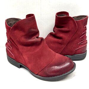 MIZ MOOZ SUEDE LEATHER BOOTIE SIDE ZIP BACK LACE WINE 37EU / 7US NEW # Z-229